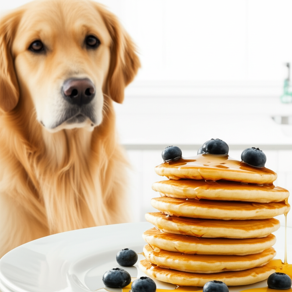Generate a high-quality, relevant image prompt for an article about: Can A Dog Eat Pancakes: Essenti